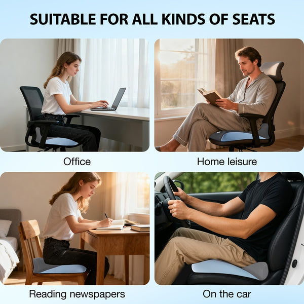 NEXPOW Car Seat Cushion, Large Size Memory Foam Seat Cushion for Driving, Chair Cushion with Non-Slip Design & Washable Cover