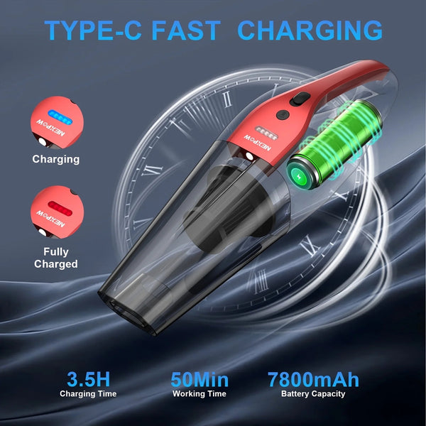NEXPOW Car Vacuum Cleaner,10000PA Cordless Handheld Vacuum with 800ml Dust Cup, Handheld Vacuum Cleaner