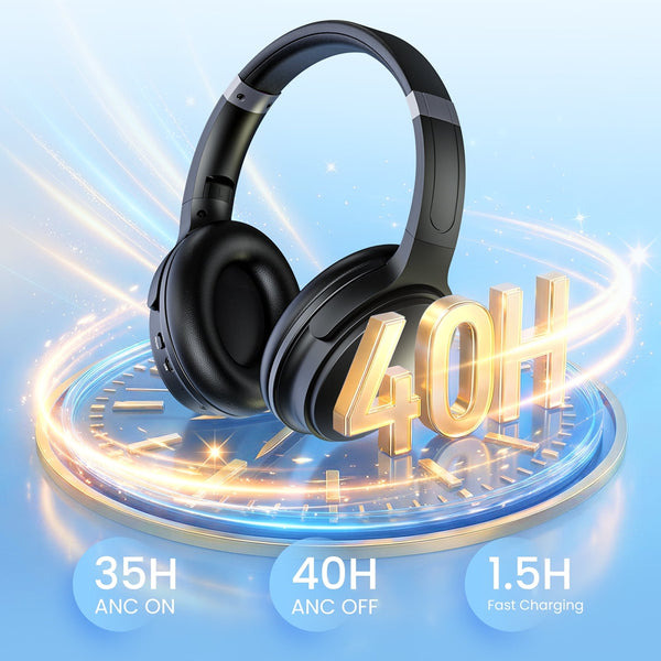 TOPVISION Noise Cancelling Headphones, Wireless Bluetooth Headphones with Clear Calls, Deep Bass, Foldable Headphone for Home Work