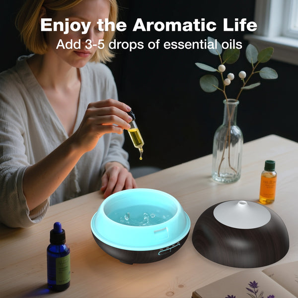 VAVSEA 500ML Essential Oil Diffuser, Aromatherapy Diffuser for Large Bedroom 7 Colors Light Humidifier