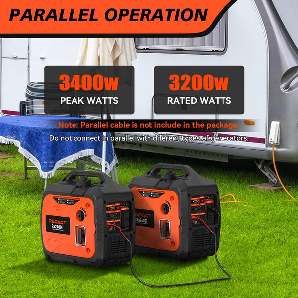 Redact 2400W Inverter Generator for Home Use - Portable Gas Generator with CO Detect, EPA-certified, Quiet Low Oil Shutdown, Clean Power for Electronics,Camping