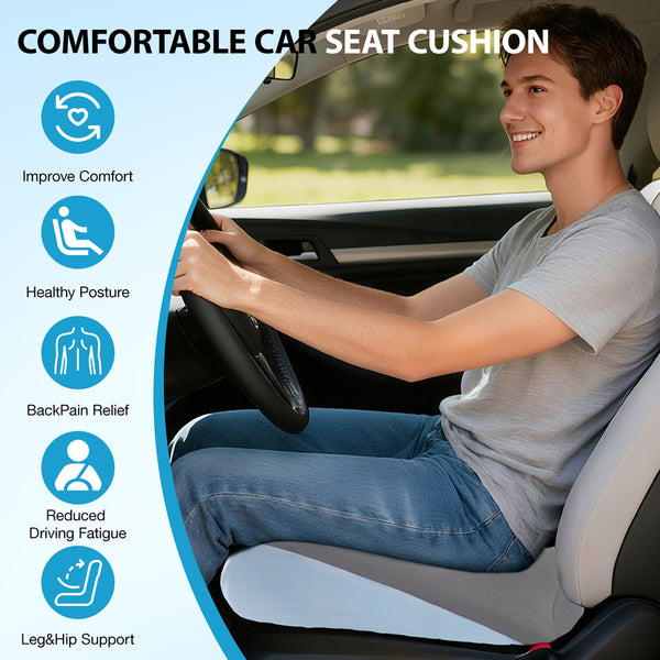 NEXPOW Car Seat Cushion, Large Size Memory Foam Seat Cushion for Driving, Chair Cushion with Non-Slip Design & Washable Cover