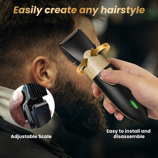 NEXPURE Hair Clippers for Men, Professional Cordless Clipper with Guide Comb, Low Nosie Grooming Kit for Men/Kids