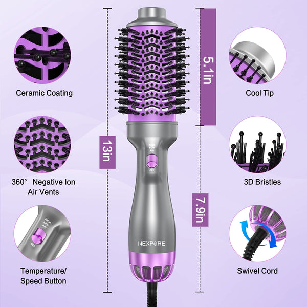 NEXPURE Hair Dryer and Blow Dryer Brush in One 4 in 1 Hair Dryer Brush with Negative Ion