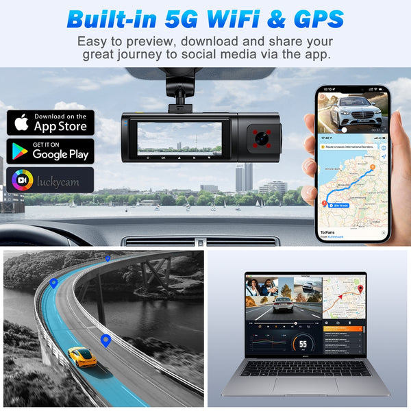 NEXPOW Dash Cam Front and Rear, 4K Full HD Dash Camera with Built-in WiFi GPS, 32GB Card Included