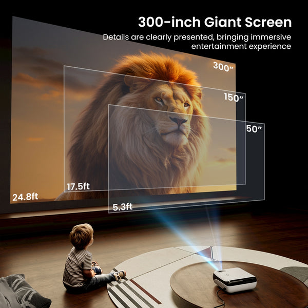 Google TV Smart Projector, HAPPRUN 4K UHD Home Theater with Dolby Sound, Wi-Fi & Bluetooth, Built-in Streaming Apps