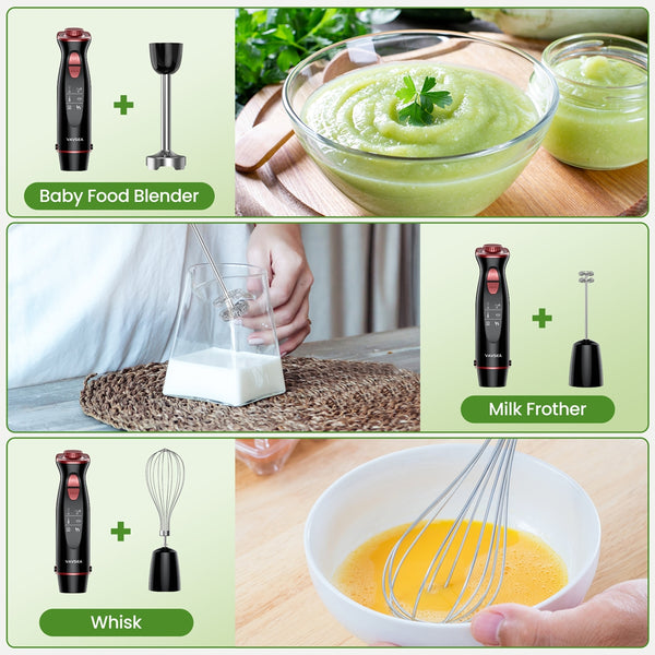VAVSEA Immersion Hand Blender,5-in-1 1100W Multi-Function Handheld Stick Blender with 24-Speed