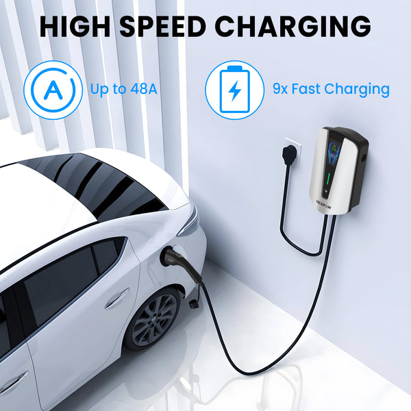 NEXPOW Level 2 EV Charger, Max 48A Adjustable Current Electric Vehicle Charging Station, Suitable for All J1772 EV, with NEMA 14-50 Plug, 240V Smart Home EVSE with 25FT Cable and WiFi Enabled