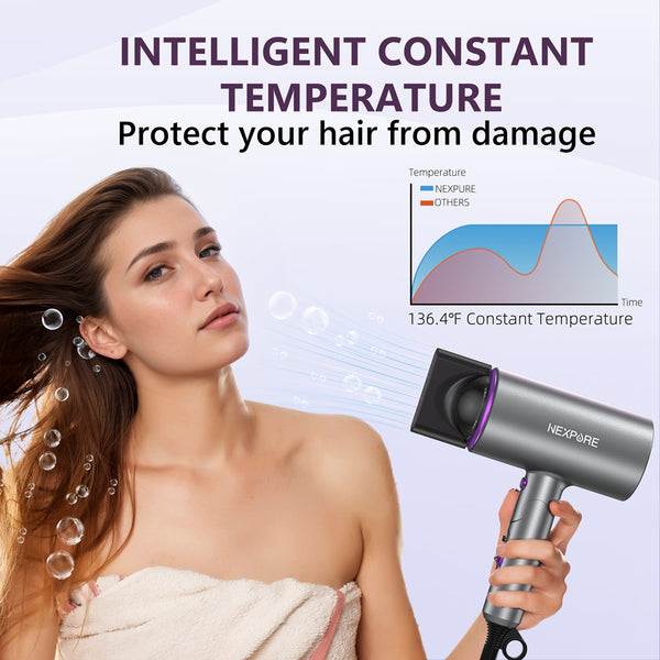 Hair Dryer, NEXPURE 1800W Professional Ionic Blow Dryer for Hair Care, Powerful Wind for Hair Drying