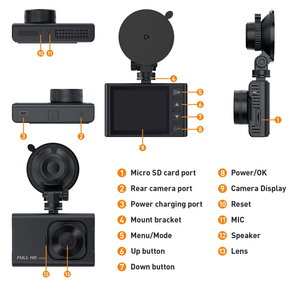 NEXPOW Dash Cam Front and Rear, 1080P Full HD Dash Camera, Dashcam with Night Vision with LCD Display