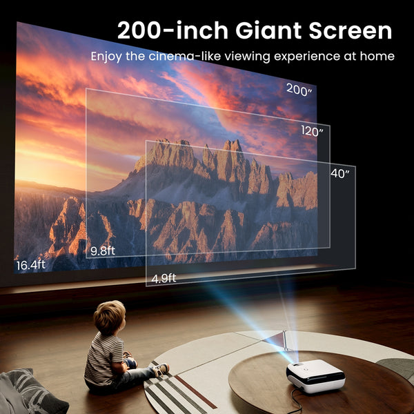 HAPPRUN Native 1080P Bluetooth Projector, Full HD Portable Outdoor Movie Projector with Built-in Speaker, Compatible with Smartphone