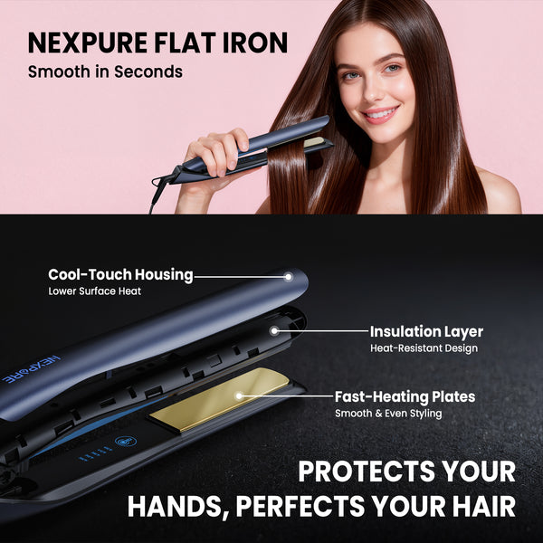 1 Inch Flat Iron Hair Straightener and Curler, 2 in 1 Ceramic Flat Iron with Floating Plates, Fast Heat Up, Dual Voltage