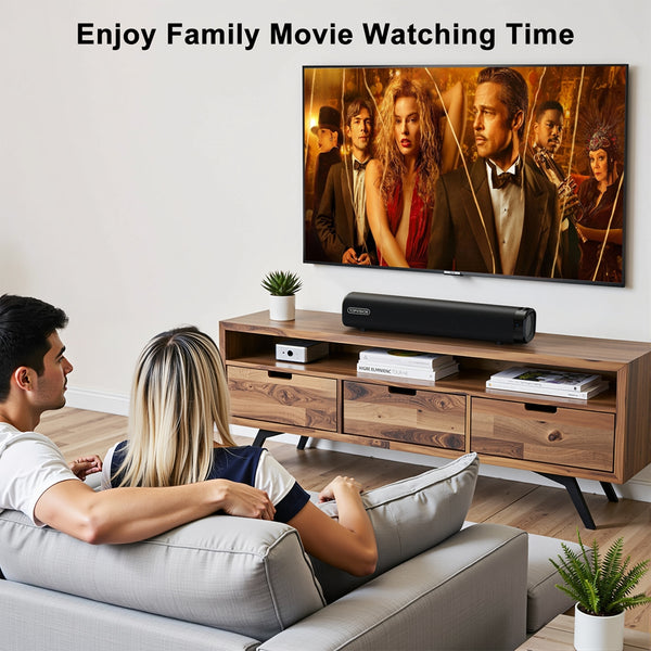 TOPVISION Sound Bar for TV, 50W Bluetooth 5.4 Soundbar with Subwoofer, 3D Surround Sound System with Optical/AUX/RCA/USB
