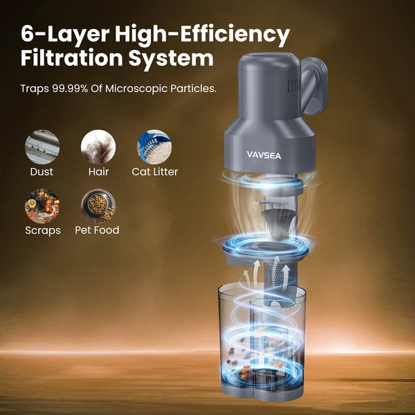 VAVSEA Cordless Vacuum Cleaner with Double Dust Cup, 38KPa Stick Vacuum Cleaners for Carpet, Hard Floor, Pet Hair