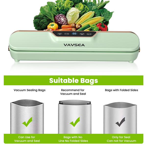VAVSEA Vacuum Sealer, 62Kpa Food Sealer Machines with 4 Modes, Dry/Draw/Seal/Vac, Dry & Moist Food Storage Sous Vide for Kitchen