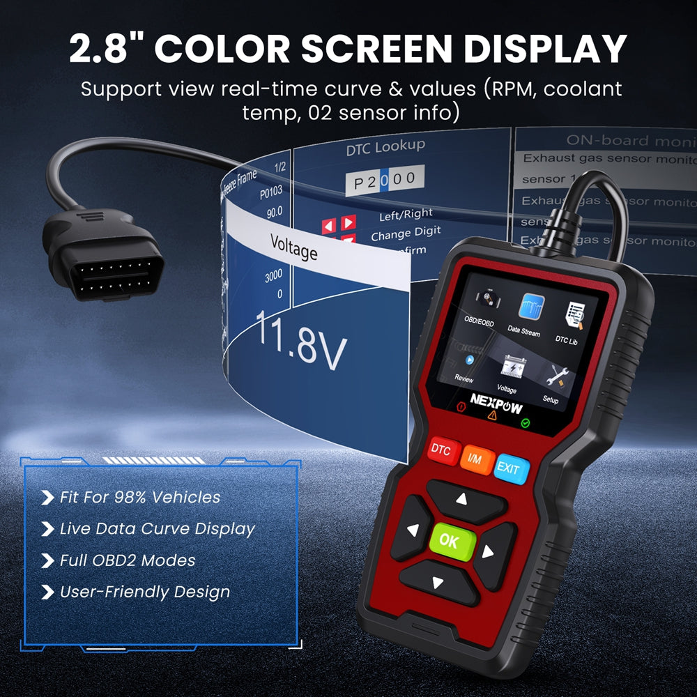 NEXPOW OBD2 Scanner, Car Code Reader, Auto Diagnostic Tool for Check E