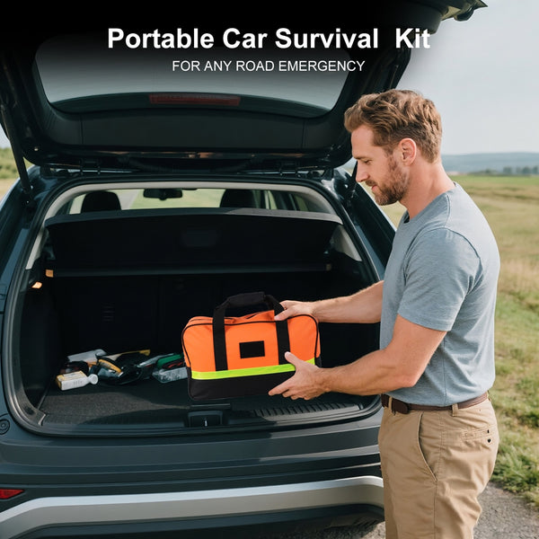 NEXPOW Car Emergency Kit, Roadside Assistance Kit with Jumper Cables, Tow Rope, Shovel, Flashlight for Car, SUV, Truck