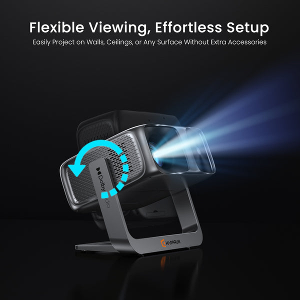 2000 ANSI Official Licensed Google TV Smart Projector 4K Full HD, with Wifi and Bluetooth, HAPPRUN Home Theater with 270° Stand