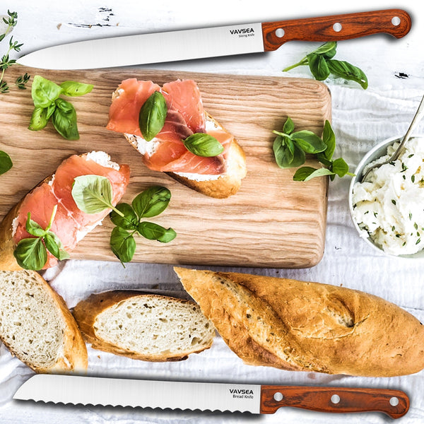 VAVSEA Knife Block Set, 16 Pieces Kitchen Knife Set with Block, Stainless Steel Knife Set for Gift