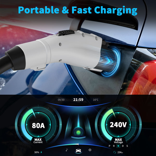 NEXPOW Level 2 J1772 to Tesla Charger Adapter, Max 80A/240V AC, Portable Tesal Adapter Compitable with All Tesla Models