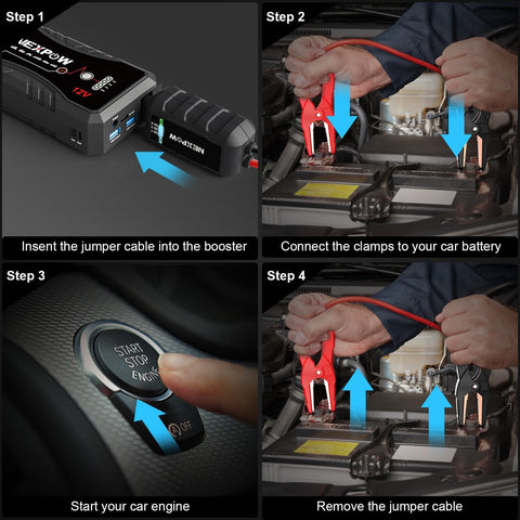 NEXPOW Q10 jump starter diagnostic flowchart
