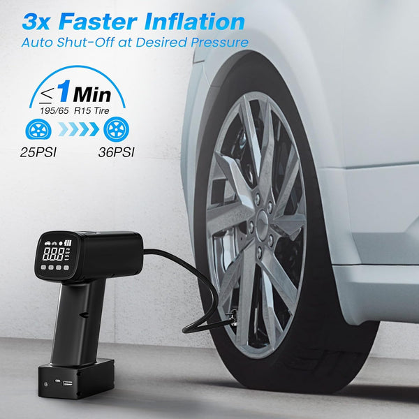 G8 NEXPOW Auto Tire Inflator Portable Air Compressor, 160PSI Air Pump with 7500 mAh Battery, 12V DC Digital Bike Pump with LED and Power Bank, 3X Faster Inflation Car Inflator for E-Bike, Motorcycle,Ball