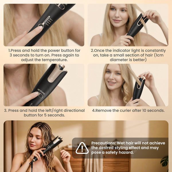 NEXPURE Curling Iron, Professional Automatic Hair Curler with 1" Large Rotating Barrel