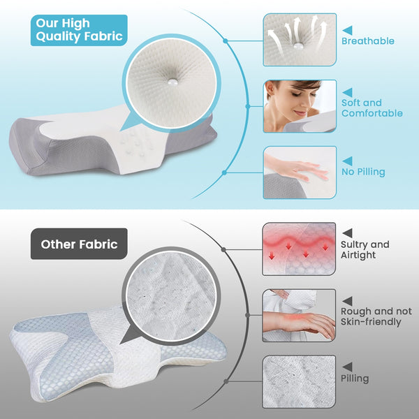 VAVSEA Cervical Pillow for Neck Pain Relief Contour Memory Foam with Breathable Pillowcase
