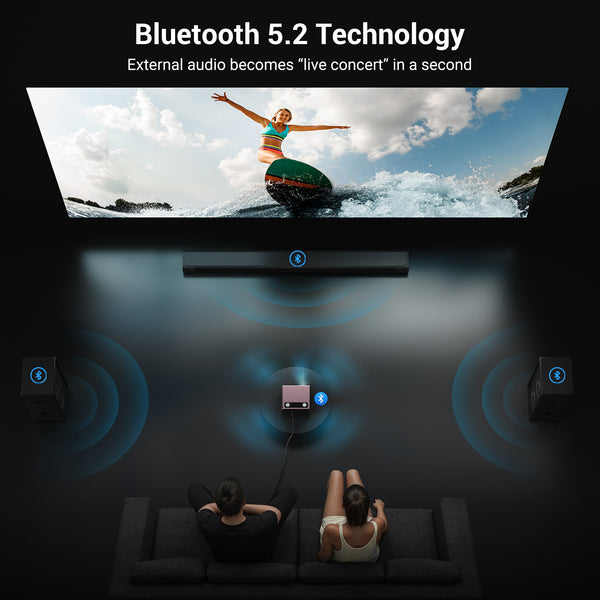 Built-in Streaming App Full HD Smart Projector, HAPPRUN Native 1080P Movie Projector with Auto Focus, WiFi and Bluetooth, 300'' Large screen, Suitable for Home, Outdoor and Indoor