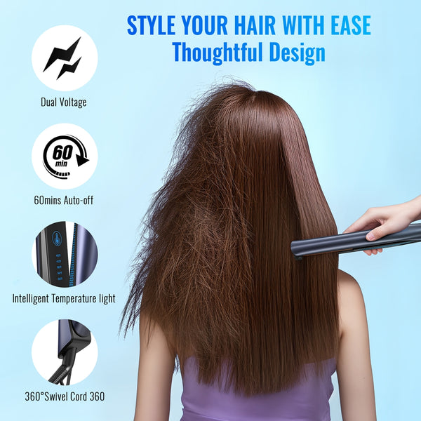 NEXPURE 1 inch Hair Straightener Flat Iron, Ionic Dual Voltage Straightener, Pro Salon Styling Tool