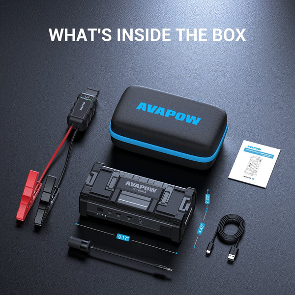 AVAPOW Car Jump Starter, 4000A Peak 27800mAh Battery Jump, 12V Jump Box with LED Light, USB Quick Charge 3.0