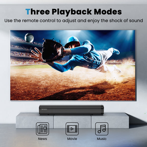 TOPVISION 80W Sound Bar for TV, 2.1Ch Soundbar with Subwoofer, 3D Surround Sound Home Theater system with HDMI/Optical/AUX