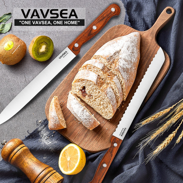 VAVSEA Knife Block Set, 16 Pieces Kitchen Knife Set with Block, Stainless Steel Knife Set for Gift
