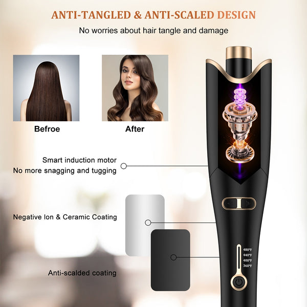 NEXPURE Curling Iron, Professional Automatic Hair Curler with 1" Large Rotating Barrel