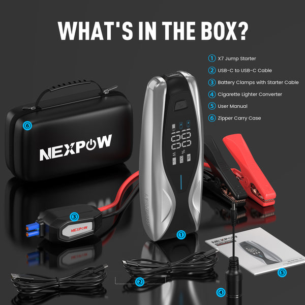 NEXPOW Car Jump Starter 3000A Peak Jump Starter Battery Pack for Up to 12L Gas and 10L Diesel Engines, Portable Lithium 12V Jump Box Car Battery Booster Pack Jumper Starter with PD60W, LCD Display