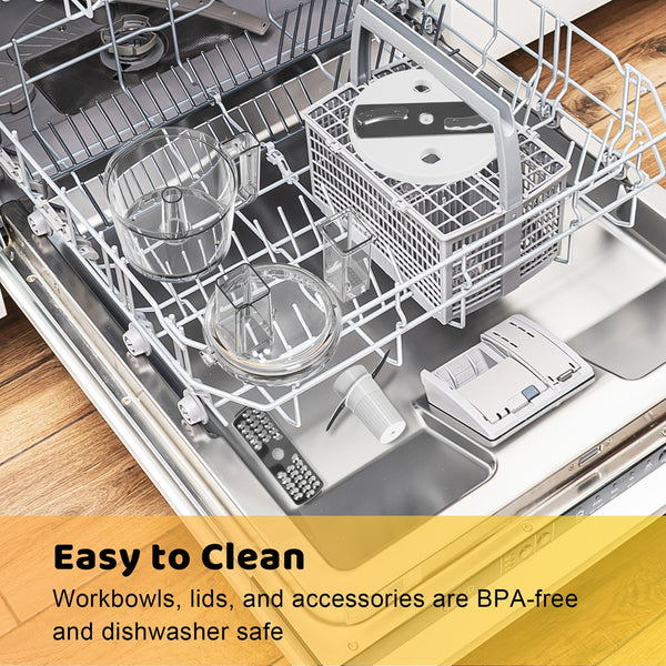 VAVSEA 6 Cup Food Processor and Vegetable Chopper for Dicing, Chopping, Mincing, BPA Free, Stainless Steel Blades, White