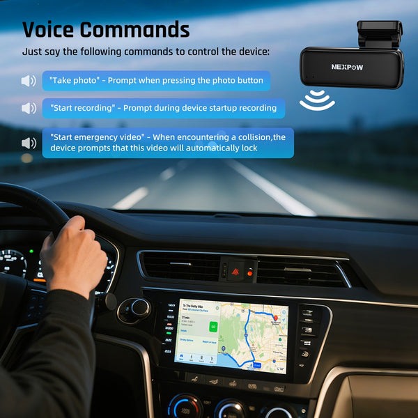 NEXPOW 2K Wifi Front Dash Cam with Voice Control Dash Camera,24H Parking Mode,Loop Recording,IR Night Vision