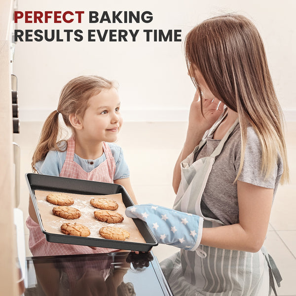 VAVSEA Cookie Sheet Set of 3, Speckled Baking Sheet Set, Carbon Steel Heavy Nonstick Sheet Pan Set for Oven, Size 17.4/15/13.4 Inch