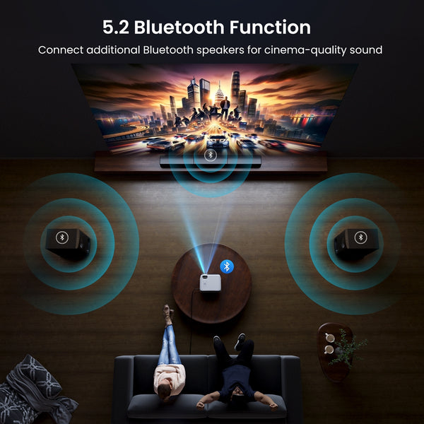Google TV Smart Projector, HAPPRUN 4K UHD Home Theater with Dolby Sound, Wi-Fi & Bluetooth, Built-in Streaming Apps