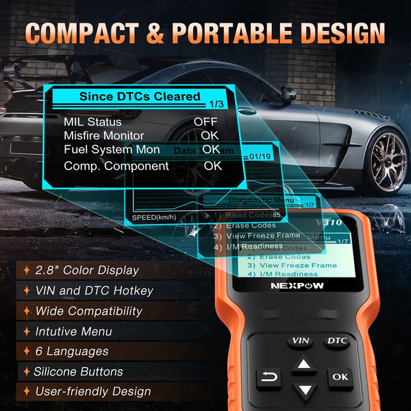 NEXPOW OBD2 Scanner, Car Code Reader, CAN Diagnostic Scan Tool for All OBD II Protocol Cars since 1996