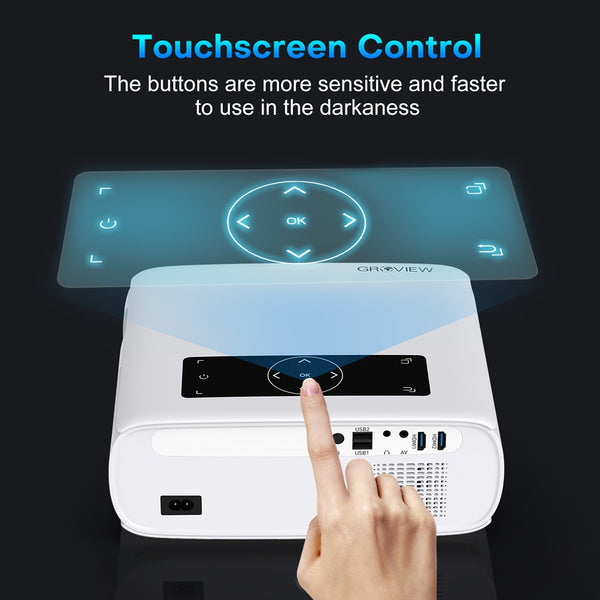 GROVIEW Projector, 15000lux 490ANSI Native 1080P WiFi Bluetooth Projector, 300'' Video Projector, Supports 4K & Zoom, 5G Sync