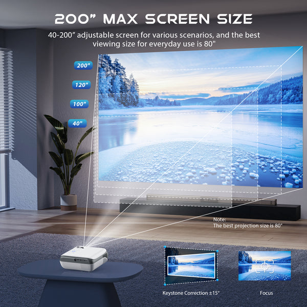 Wifi Google TV Projector, 4K Home Theater with Dolby Sound, WiFi & Bluetooth , Built-in Streaming Apps