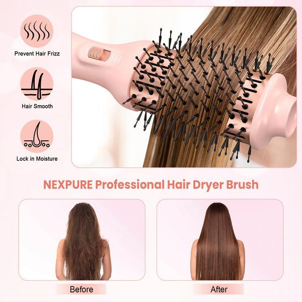 NEXPURE 4-in-1 Hair Dryer Brush for Thick Hair – Ionic Ceramic Titanium Hot Air Volumizer & Anti-Frizz Styler
