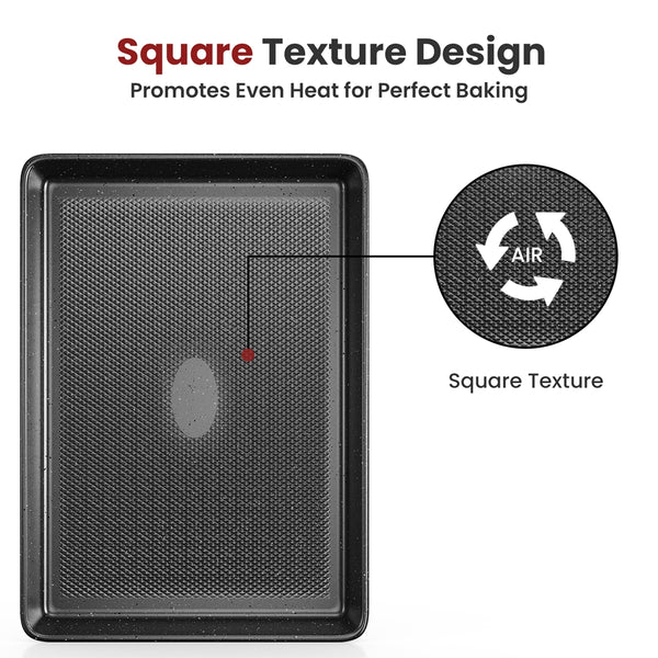 VAVSEA Cookie Sheet Set of 3, Speckled Baking Sheet Set, Carbon Steel Heavy Nonstick Sheet Pan Set for Oven, Size 17.4/15/13.4 Inch