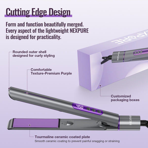 NEXPURE Flat Iron Professional Salon 2-in-1 Ceramic Hair Straightener and Curler