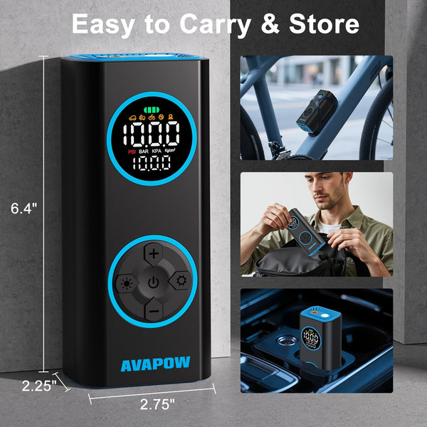 AVAPOW Tire Inflator, Portable Air Compressor 150PSI, with Digital Gauge, Auto Shut-Off, for Car, Bike, Motorcycle Balls