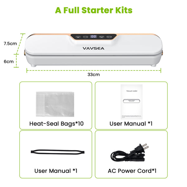 VAVSEA Vacuum Sealer 62Kpa Food Sealer Machines with 4 Modes, Dry/Draw/Seal/Vac for Kitchen