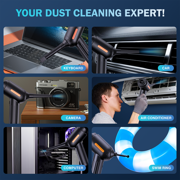 NEXPOW Compressed Air Duster，200,000 RPM Air Duster,18Kpa Car Cordless Handheld Vacuum for Car, Pool,Camping