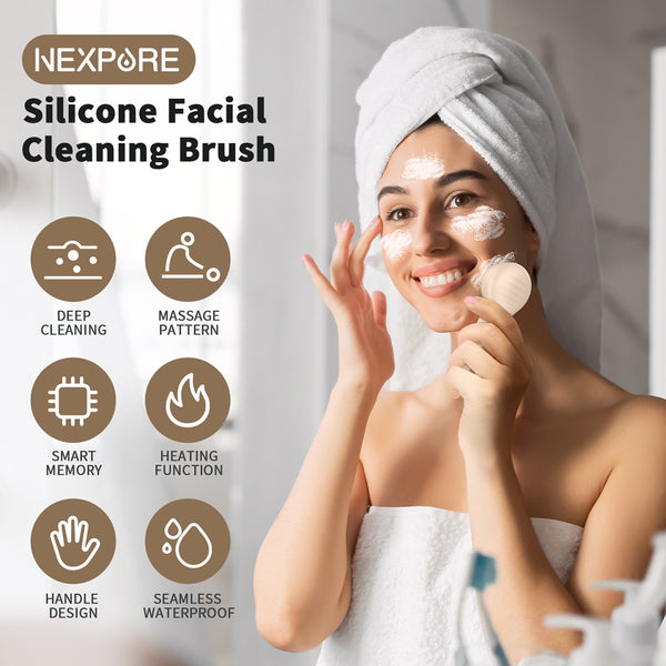 NEXPURE Facial Cleansing Brush,IPX7 Waterproof Sonic Face Brush for All Skin Types,Electric Silicone Face Scrubber for Cleansing