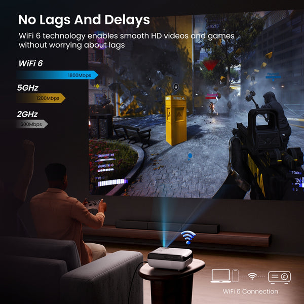 Google TV Smart Projector, HAPPRUN 4K UHD Home Theater with Dolby Sound, Wi-Fi & Bluetooth, Built-in Streaming Apps